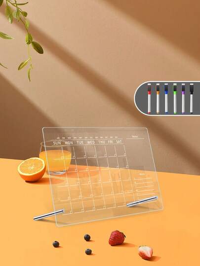 1 set Tableau blanc de planificateur mensuel (6 marqueurs pour tableau blanc) Tableau effaçable à sec, tableau mémo magnétique, tableau d'affichage rappel d'utilisation créative à la maison