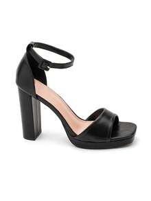 Sandales à Talons Bloc et Plateformes à Bride de Cheville - 黑色 - 查看 2