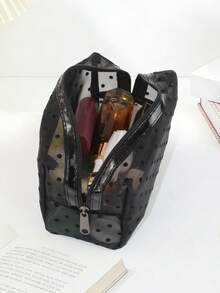 3pcs Women's Travel Makeup Bag Set. Classic Polka Dot Mesh Multi-Piece Multifunctional Handheld Makeup Organizer Bag, Large Capacity Travel Essential - Multicolor - View 11