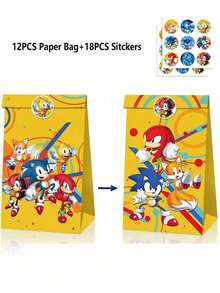 asmodee 12PCS/24PCS Anime Periphery Party Candy Bag Kraft Paper Bag Games Anime Figure Hedgehog Image Party Packaging Bag Festival Gift Bag - Multicolor - View 4