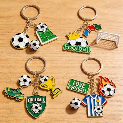 1pc Football Trophy & Jersey Shaped Keychain - Metal Enamel Craft, Backpack Decor / Key Organizer / Sports Event Souvenir / Fan Gathering / Holiday Gift / Store Display Accessory