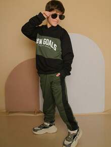 Boys' Winter Set - New Release - Fleece Mid-Season Tracksuit And Pants - Fits Ages 2 To 12 - 綠黑 - 查看 4