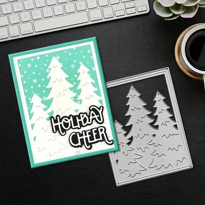 1 pieza Troquelado de árbol de Navidad - Ideal para manualidades de papel, elaboración de tarjetas, scrapbooking y decoración de álbumes DIY, el troquelado está hecho de metal.