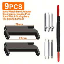 实用型 2 件套手表工具表带连接器金属适配器，18mm、20mm、22mm 可互换，6 个快拆销连接器，多种备用方案，附赠 1 个专用拆装工具 - 彩色 - 查看 25
