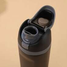 Botella de agua de acero inoxidable 800ml con pajita, de gran capacidad, adecuada para deportes al aire libre, portátil, con aislamiento al vacío, material de acero inoxidable, ideal para viajes, gran capacidad, adecuada para usar en restaurantes deportivos. - Negro - Ver 3