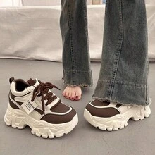 1双女士系带低帮软底休闲跑步鞋，运动鞋 - 卡其色 - 查看 2