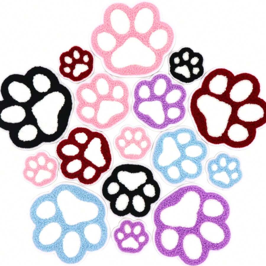 WENSIDUO 3pcs Cute Paw Print Patches,Kawaii Animal Paw Patches, Mix Cute Dog Paw Cat Paw, No-Sew Adhesive Embroidered Patches For Clothes, Accessories,Patches For Backpacks, Jeans, Pet Lover Gifts,There Are Three Styles: Large, Medium And Small - Cat Paw - View 1