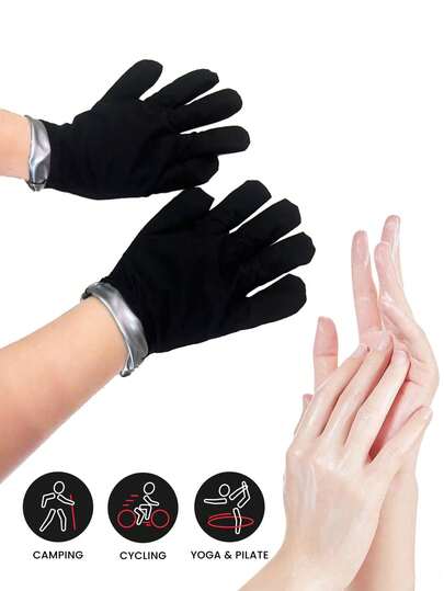 1 双，2026 户外银涂层手套，女士手部护理保湿袜，吸汗护臂手套，适用于瑜伽、桑拿、跑步、手掌训练等，家用足膜袜，运动扣手套，健身配件，干裂桑拿脚套