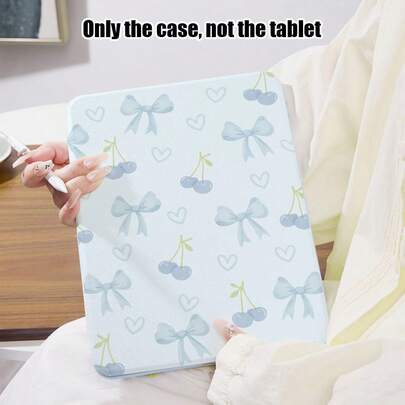 1pc PU Leather Case With Stand, Pen Slot, Light Blue Bow & Heart Pattern, 720 Degree Rotating Stand, Auto Sleep/Wake Function, Compatible With Honor Pad, Apple 10th Gen/ 11 2025 (A16), Galaxy Tab A9 Plus/A11/A11 PLUS/S11 And More Tablet Models