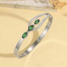 1pc White Fashion Rhinestone Bracelet, Adjustable Elegant Bangle, Luxury Jewelry Suitable For Wedding, Valentine's Day Gift, Daily Wear - Multicolor - View 5