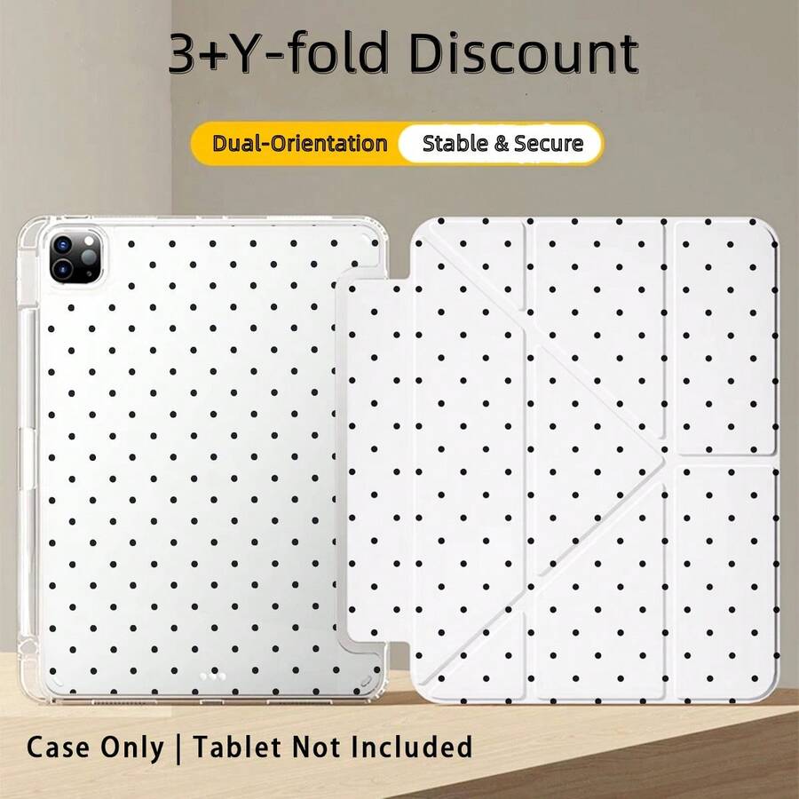 彩色亚克力水晶平板保护套，带支架，点状图案，兼容三星A9/A9+/S9/S9FE/A11/A11+/S11/S10 FE/S10 FE+/S10 Lite、苹果Air 5/6、荣耀、Matepad等热门机型。可折叠防弯折，硅胶加固边角，自动唤醒/睡眠功能，内置笔槽，多角度可调节支架——完美日常保护，节日理想礼物。 - 白色 - 查看 1