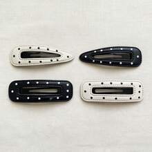 4 chiếc kẹp tóc da chấm bi đen trắng thời trang, tối giản, thanh lịch, đa năng, phù hợp cho tóc mái, kẹp tóc hai bên, dùng hàng ngày và làm quà tặng. - Nhiều màu - Xem 7