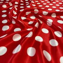 Polka Dot Print Satin Fabric In Various Colors, 1.40m, For Costumes And Parties. - Red Polka Dot White - View 3