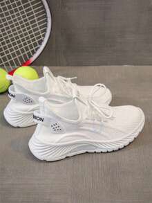 Women's Lightweight Breathable Casual Sports Shoes, Comfortable Running Fitness Sneakers, White Versatile Sneakers Suitable For All Seasons - 白色 - 查看 5