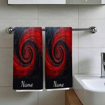 2/4/6/8/10/12PCS [Customizable Swirl Towels] Ultra-Absorbent Quick-Dry Customizable Red & Black Swirl Towels - Soft Microfiber, Perfect For Valentine'S Day, Anniversaries, Parties - Ideal Gift For Home Decor & Special Occasions, Personalized Text Option, Nordic Minimalist Style, Bathroom Decor Towels | Swirl Pattern Towels | Durable Towel Construction, Hand Towels For Bathroom, Super Absorbent Kitchen Towels, Cleaning Cloths, Soft & Durable, Machine Washable, Multi-Functional Holiday Decor, Birthday Present For Family & Friends, Outdoor Party Supplies, Suitable For Cooking, Baking, Bathroom, Dining Table Decoration - Perfect Home Decor Choice. Kitchen Decor, Kitchen Cleaning, Holiday Party Decoration, Kitchen & Bathroom Essentials,  Housewarming Gift. Suitable For Valentines, Christmas Day, Halloween, Thanksgiving Day, Easter Day, Mother'S Day, Father'S Day, Back To School Season