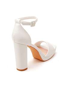 Sandales à Talons Bloc et Plateformes à Bride de Cheville - 白色 - 查看 6