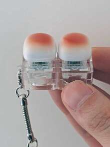 1pc Caramel Bread Shaped Keychain, Stress Relief Fidget Toy, Mechanical Keyboard Switch Tester, Keyring, Desktop Decor, Phone Charm, Creative Novelty Anti-Anxiety Finger Toy - Yellow - View 7