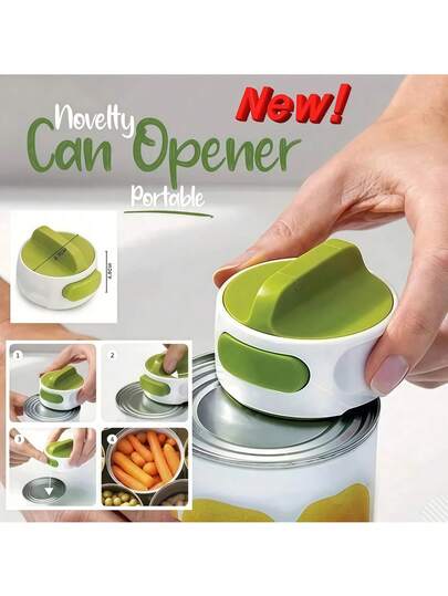 Effortless Manual Can Opener - Stainless Steel Labor-Saving Design Makes Opening Stubborn Jars & Bottles Easy. A Must-Have Rotary Kitchen Gadget For Seniors & Anyone With Weak Grip.
