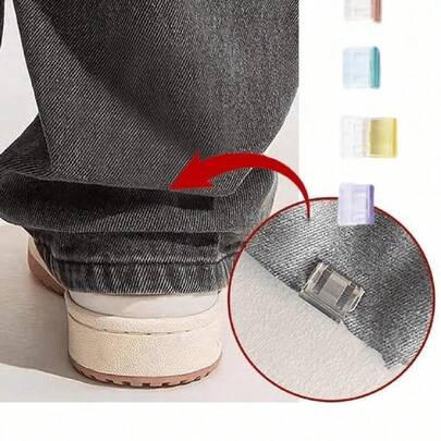 ズボンの裾の長さ調整用クリップ 1/5/10/20個セット、ズボンの裾の引きずりを防ぐ、縫い目なしでバックルを隠せる、ズボンの裾がフロアに引きずるのを防ぐ、ジーンズやパンツに適用、防水、持ち運び便利