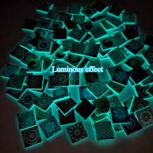 150克/5.29盎司曼陀罗花卉图案夜光马赛克玻璃装饰品，3D精美马赛克瓷砖，多种颜色和图案可选，适用于家居、庭院、楼梯、花园装饰、DIY工艺品、艺术花卉图案，夜光效果带来独特的视觉冲击，DIY马赛克工艺套装 - 新夜光 - 查看 10