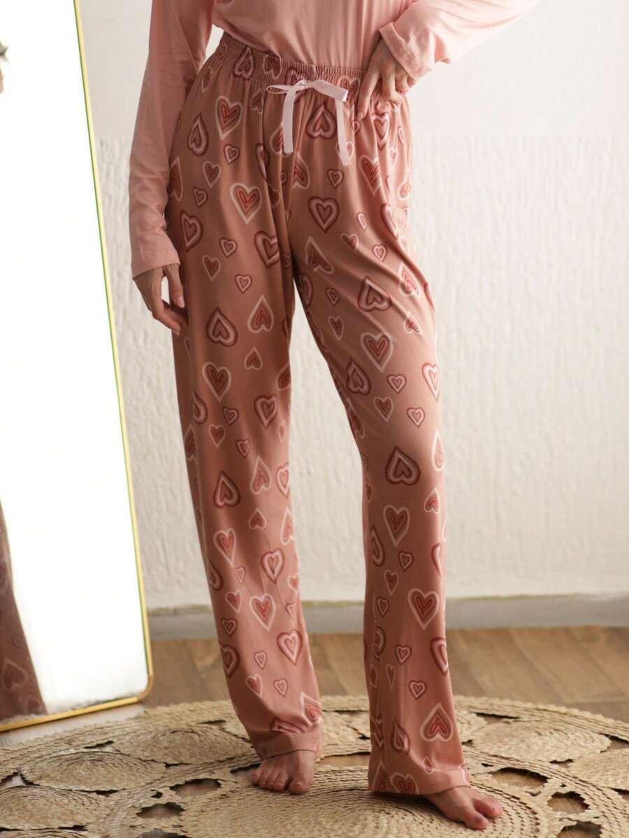 Smara Modas Women's Suede Pajama Pants For Winter Sleepwear - New Arrivals, Sizes M To G1 - Trái tim - Xem 1