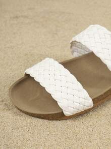 1 paire de sandales pour enfants de mode décontractée avec boucle en métal décoration personnalisée, convient pour le printemps et l'été - Beige - Voir 3