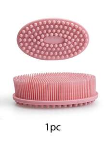 1pc Silicone Shower Cleaning Brush, Silicone Shampoo Shower Brush, Adult Double-Sided Exfoliating Brush, Massage Bath Brush, Bathroom Cleaning Tool, Storage Bag, Organizer, Holder, Hair Clips - Solid Color - View 13