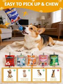 Potato Chip Shaped Dog Toy With Sound, Crinkle Paper Sound Toy, Rope Knot Interactive Treat Dispenser Chew Toy, Dental Care & Durable, Suitable For Small/Medium Dogs & Puppies - Multicolor - View 3