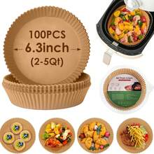 Manovix 100PCS 6.3inch (2-5Qt) Disposable Air Fryer Liners, Non-Stick Unbleached Parchment Paper, Ideal For Daily Kitchen Use, Easy Cleanup, Slouchy-Friendly, Minimalist & Cost-Effective, Perfect For Holiday & Gift Giving, Compatible With 2QT Air Fryers For Frying, Baking, Roasting & Grilling - View 1