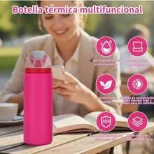 Botella de agua de acero inoxidable 800ml con pajita, de gran capacidad, adecuada para deportes al aire libre, portátil, con aislamiento al vacío, material de acero inoxidable, ideal para viajes, gran capacidad, adecuada para usar en restaurantes deportivos. - Negro - Ver 9