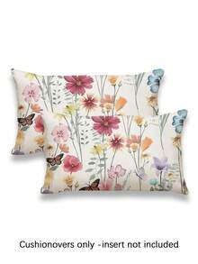 1/4/5/6/7件套春夏花卉蝴蝶装饰套装，精美家居装饰，适用于客厅、卧室、餐厅，亚麻质感材质，多种尺寸可选，餐桌装饰，壁炉围巾，餐垫，杯垫 - 彩色 - 查看 14