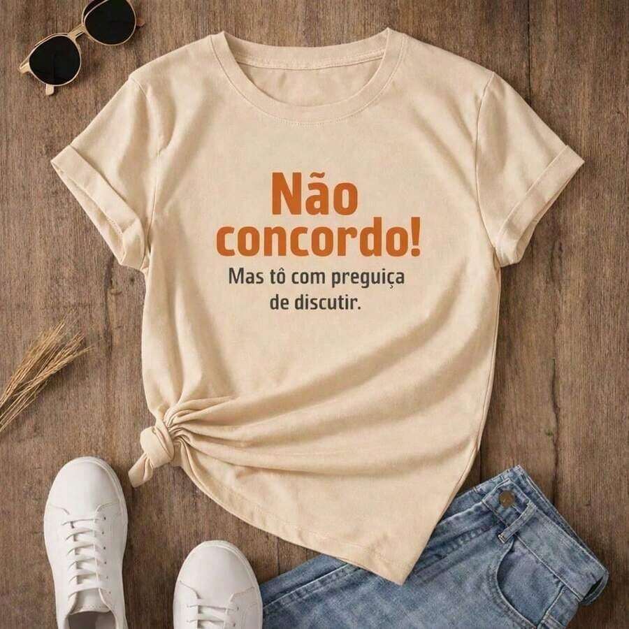 BabyLook T-Shirt, Women's Casual Fashion Shirt, Funny/Amusing Phrase, I Disagree - Màu be - Xem 1