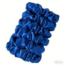 1/16/32/50/100pcs Blue Satin Scrunchies, Silky Versatile Elegant Cute Hair Ties Suitable For Women, Multi-Color Mix, Korean Fashion Hair Accessories - Multicolor - View 5