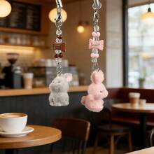 1/2/3pcs Plush Resin Candy Rabbit Keychain, Handmade Beaded DIY Pendant, Cute Decoration For Bags And Packaging, Available In Multiple Colors, Perfect Gift For Girls And Easter, Christmas, Mother's Day Parties - Multicolor - View 7