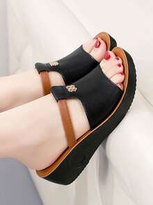 Giày sandal đế xuồng mùa hè mới cho nữ, dép đế xuồng cho nữ, sandal đế dày gót trung bình cho nữ, dép đế dày gót cao cho nữ, sandal cao gót cho nữ, dép thời trang cho nữ, dép đen cho nữ, sandal đen cho nữ, dép đế dày cho nữ, sandal đế xuồng cho nữ - đen - Xem 6