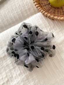 2pcs Spring Women's Elegant Polka Dot Mesh Double-Layer Hair Scrunchies, Ponytail Bun Hairstyle Accessories, Elastic Hair Ties, Suitable For Daily, Party, Ponytail, Casual Hair Decor Scrunchy Hair Ties Beauty Home Hair Accessories - Multicolor - View 7