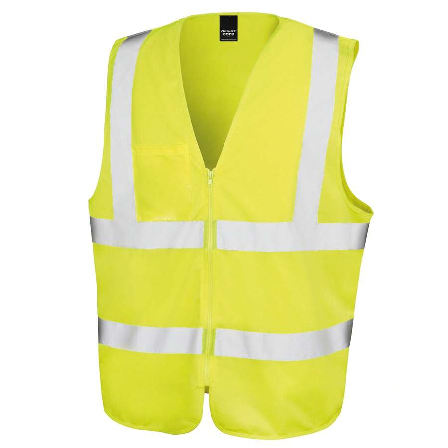 Result Unisex Adult Zip Front Hi-Vis Vest (Yellow) - 100% Polyester - 120gsm - (BC5614) - Yellow - View 1