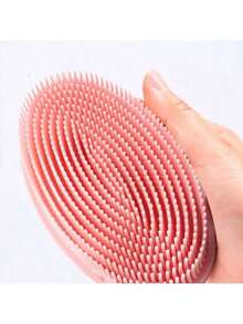 1pc Silicone Shower Cleaning Brush, Silicone Shampoo Shower Brush, Adult Double-Sided Exfoliating Brush, Massage Bath Brush, Bathroom Cleaning Tool, Storage Bag, Organizer, Holder, Hair Clips - Solid Color - View 8