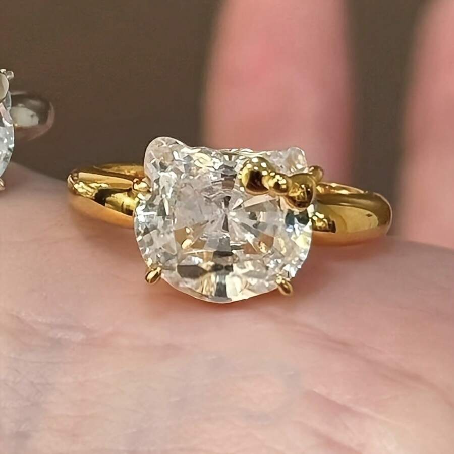 [2 Colors Available]Cute  Ring, Simple And Exquisite, With A High-End Feel, Unique Design, Stylish And Fun, Suitable For Women's Daily Wear - Golden  Ring - View 1