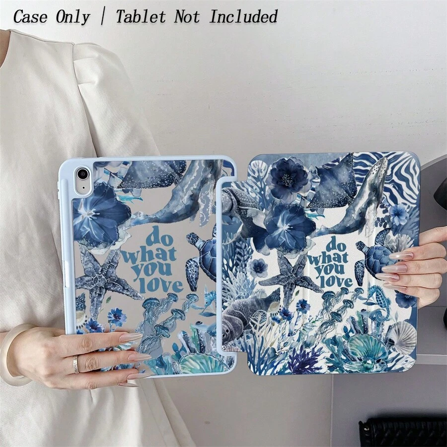 1 chiếc ốp bảo vệ máy tính bảng họa tiết hoa biển, có khe cắm bút cảm ứng, phù hợp với các dòng máy 10.9/10.2 inch Air 5th/Pro 11/10th/9.7 inch Air 2/7th/8th/Air 4/5, Pro 11, 10.9 inch 2022 Air, 13 inch Air M3 2025, 11 inch Air M3 2025, 11 inch A16 2025, 5/5PR/6/6PRO/7/7PRO, Galaxy Tab S10+/S9/A9, hỗ trợ chức năng tự động bật/tắt màn hình, phụ kiện máy tính bảng thời trang. - Nhiều màu - Xem 1