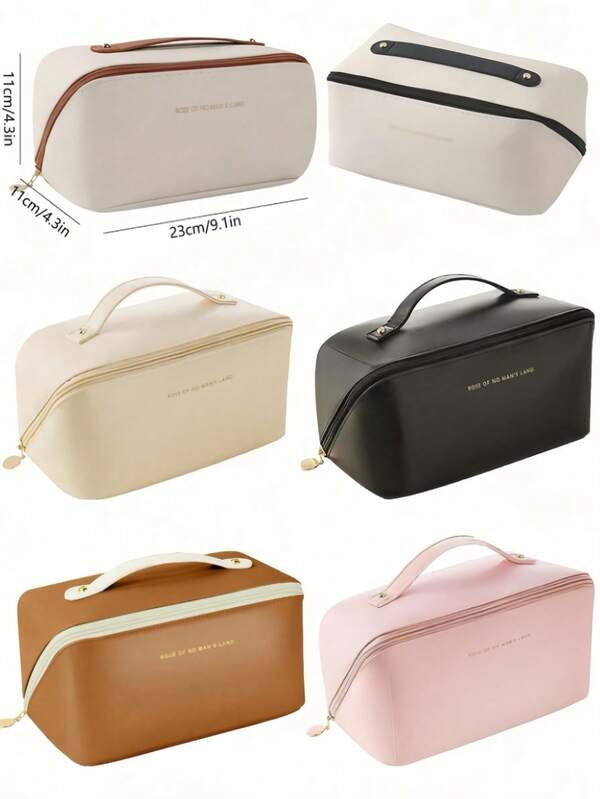 Waterproof PU Leather Large Cosmetic Bag, Large Capacity Travel Cosmetic Bag, Women's Handbag, Double-Layer Cosmetic Bag, Cosmetic Storage Organizer Bag, Cosmetic Bag, Toiletry Bag, Travel Essential, Cruise Essential, Vacation Essential, Unisex Portable Large Cosmetic Bag, Valentine's Day Gift, New Year's Gift.