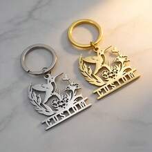 1PC Custom Chainless Keychain Custom Golden Hummingbird Flower Necklace Ladies Stainless Steel Nameplate Jewelry - Exquisite Birthday Gift - Multicolor - View 6