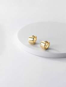 BALMORA 1 Pair S925 Sterling Silver Polished Fashion Geometric Round Small Stud Earrings, Women's Daily Wear, Gift Idea, Valentine's Day Gift, Mother's Day Gift - Gold - View 5
