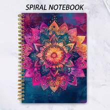 1 A5 Exquisite Spiral-Bound Notebook, Vibrant Mandala Journal, Ring Binder Diary With Creative Cover Design, Easy To Flip Through, Removable Pages Suitable For Daily Notes, Office Supplies, School Use, Art Creation, Sketching, 50 Sheets Inside, 5.7 X 8.3 Inches - A - View 1