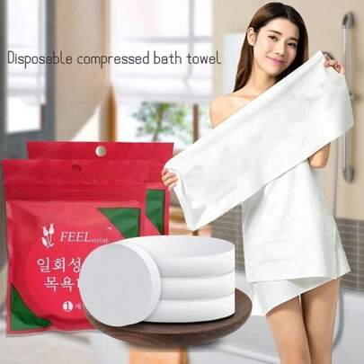 Toalha De Banho Comprimida Portátil 120cmx53Cm  Grande Para Viagem Ao Ar Livre