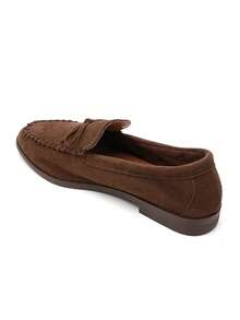 Mocassins Souples In Suédine And Nœud And Coutures Apparentes - Brown - View 3
