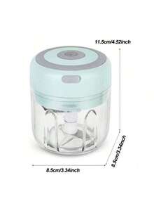 Picadora Eléctrica de Alimentos, Taza Alta Verde Menta, 3 Cuchillas - Para Ajos, Especias y Más, Compacta y Rápida, Ideal para Cocinas Pequeñas - Azul - Ver 5