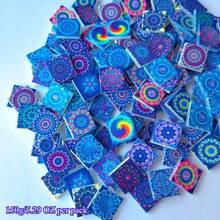 150克/5.29盎司曼陀罗花卉图案夜光马赛克玻璃装饰品，3D精美马赛克瓷砖，多种颜色和图案可选，适用于家居、庭院、楼梯、花园装饰、DIY工艺品、艺术花卉图案，夜光效果带来独特的视觉冲击，DIY马赛克工艺套装 - 新夜光 - 查看 16