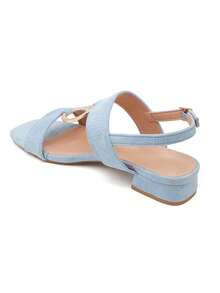 Sandales à petit talon carré avec bride tressée et boucle décorative - 藍色 3888 - 查看 3