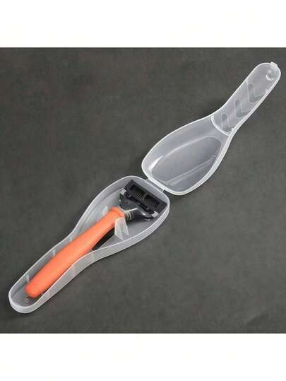 1个塑料旅行剃须刀盒，方便外出时进行个人护理，超便携剃须刀收纳盒，适合户外露营和商务旅行，轻巧紧凑的储物盒，耐用的外壳可整理剃须刀和配件，是男女理想的旅行必备品，保护壳可在不使用时保护剃须刀，方便取用和打包，是随身行李携带者维护个人护理套装的完美旅行伴侣（不含剃须刀）。